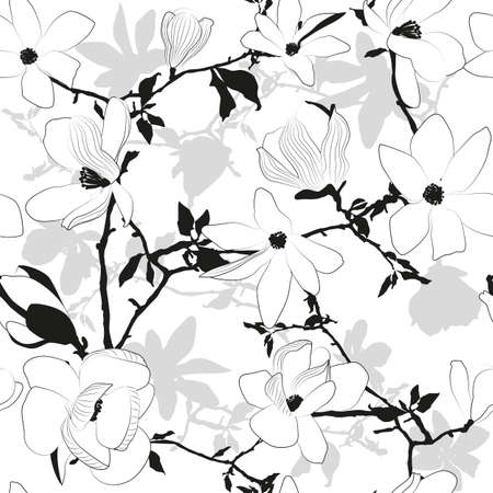 seamless pattern with magnoliaのイラスト素材