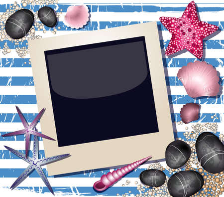Background with shells and photo frameのイラスト素材