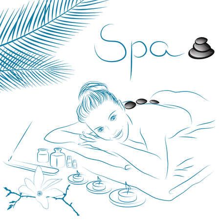 woman lying for spa massage のイラスト素材