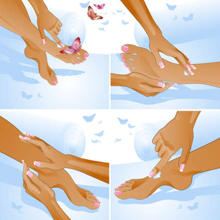 Foot care, massage  illustrationのイラスト素材