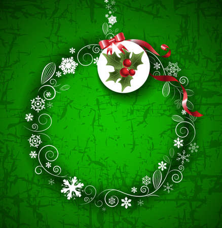 Abstract Christmas ball and label from paper on background のイラスト素材