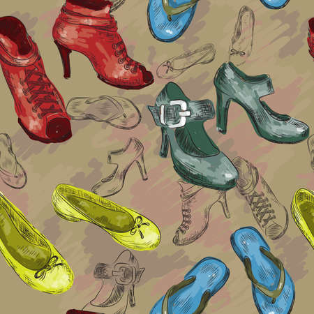 seamless pattern with woman shoesのイラスト素材