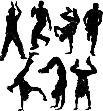 Dancing male silhouettesのイラスト素材