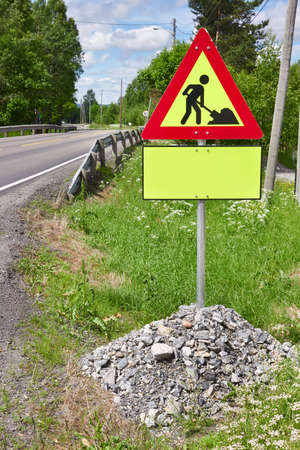 sign  Work in progress  on the road 