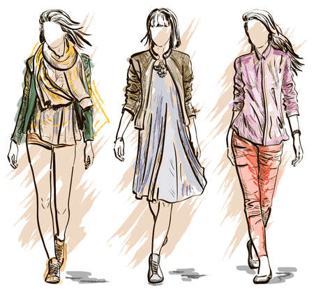 Vector Sketch of Fashion modelsのイラスト素材
