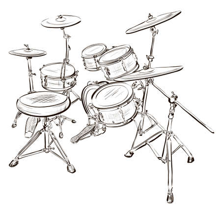 Vector illustration of drum kit のイラスト素材