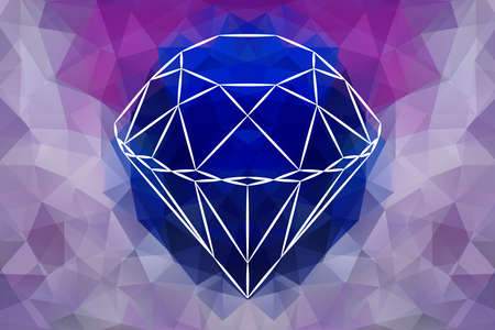 Vector Abstract Jewelry diamond, geometric shape of gemstone. Sapphire color