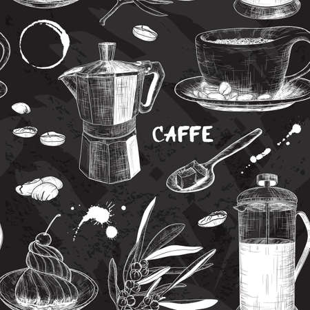 Vector seamless pattern with coffee designのイラスト素材