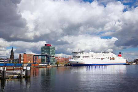View of Kiel seaport in a cloudy day - Germany, Schleswig-Holsteinの写真素材