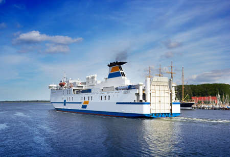Ferry boat sailing from port, Travemunde