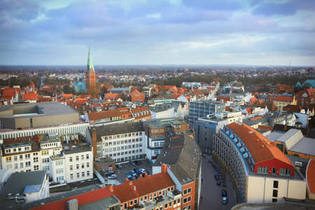 Lubeck aerial panorama. Lubeck, Schleswig-Holstein, Germany
