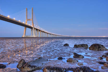 Vasco da Gama bridge, Lisbon, Portugalの写真素材