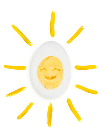 sunshine boiled eggs as concept of sunny weather and good moodの写真素材