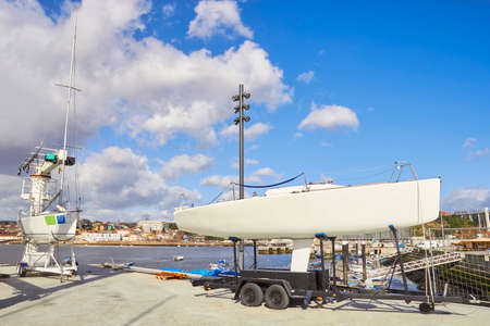 Repair pier. Boats for repairs on the pierの写真素材