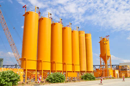 Yellow tanks on industrial siteの写真素材