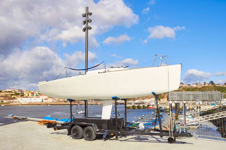 Repair pier. Boat in shipyard for repairの写真素材