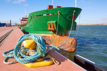 Container ship moored in the harborの写真素材