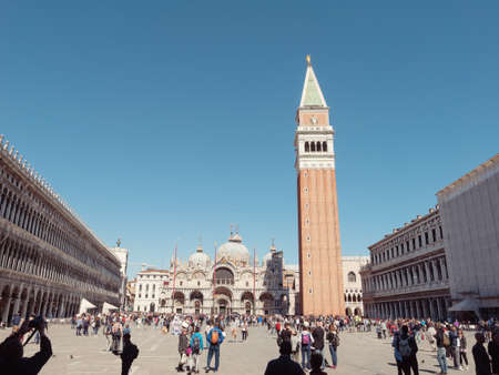 VENICE, ITALY - APRIL 29, 2017: Historical place of Venice. Piazza San Marcoのeditorial素材