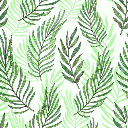 Tropical palm leaves seamless floral jungle patternのイラスト素材