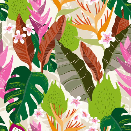 seamless pattern with hand drawing wild flowersのイラスト素材