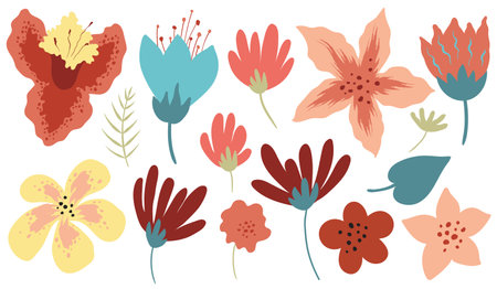 Set of colorful abstract flowersのイラスト素材