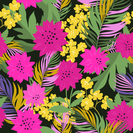 Seamless pattern with bright flowersのイラスト素材