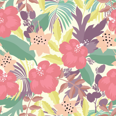 Seamless pattern with pastel flowersのイラスト素材