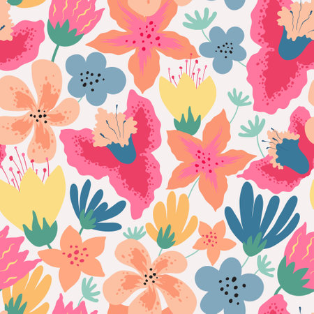 Seamless pattern with abstract flowersのイラスト素材
