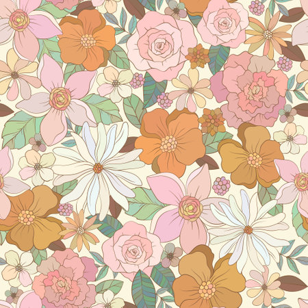 floral pattern, print with vintage motifsのイラスト素材