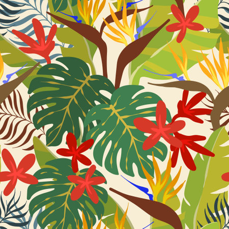 Bird of paradise abstract printのイラスト素材
