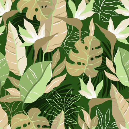 abstract pattern with Bird of Paradiseのイラスト素材