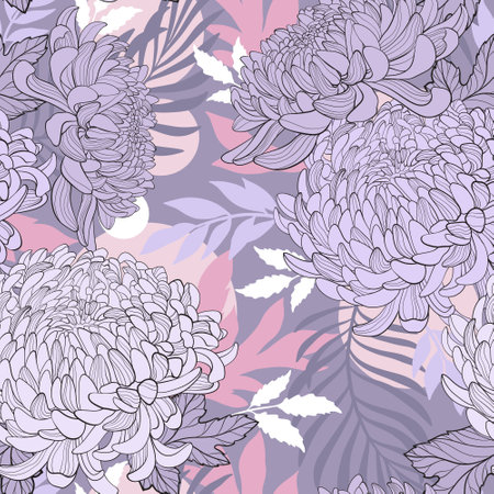 seamless floral pattern. elegant chrysanthemumのイラスト素材