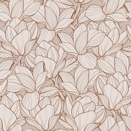 Floral seamless pattern with Magnolia flowersのイラスト素材