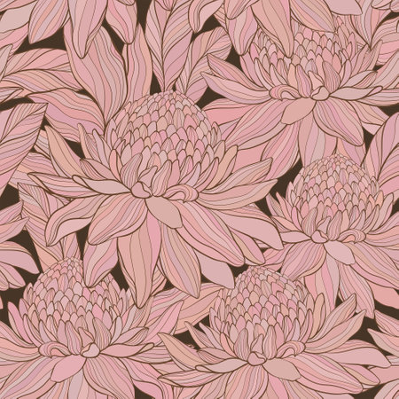 Outline textured pattern with ginger flowers,のイラスト素材