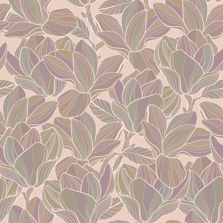 Floral seamless pattern with Magnolia flowersのイラスト素材
