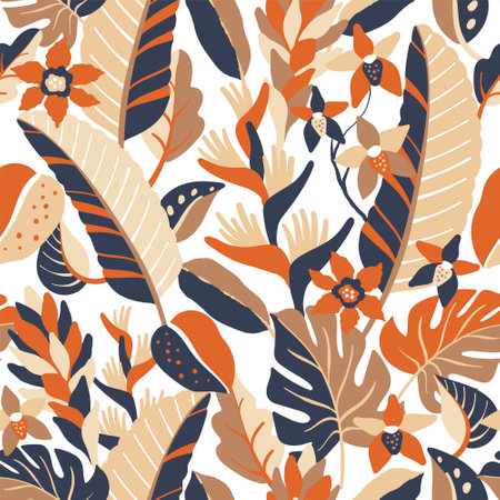 abstract pattern with Tropical Jungle plants.のイラスト素材
