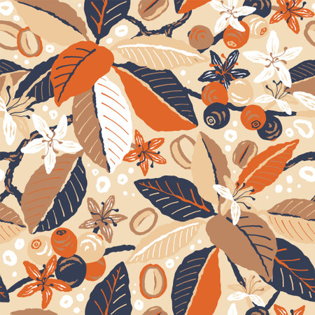 Abstract coffee hand drawn patternのイラスト素材