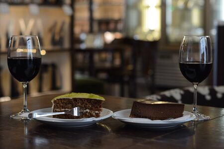 Romantic cafe, cake and wine - Prague, Czech republic