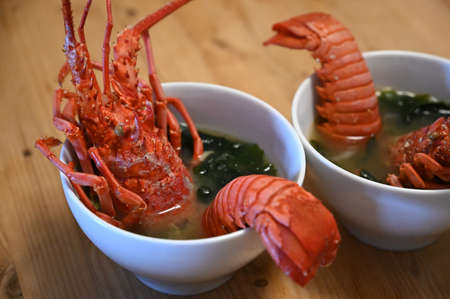 Soup of spiny lobster - Owase, Mie, Japanの写真素材