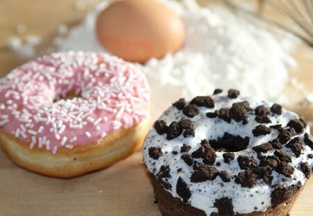 Delicious home baked donutsの写真素材