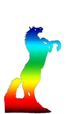 Multi colored rearing horseの写真素材