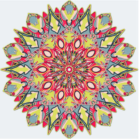 Bright colored hand drawn mandalas and repeta patternsの写真素材