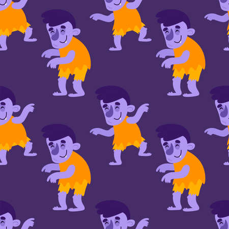 Halloween seamless pattern with Cute scary zombieのイラスト素材