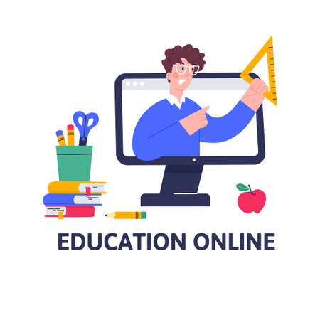 Online mathematics lesson for pupils and students.のイラスト素材