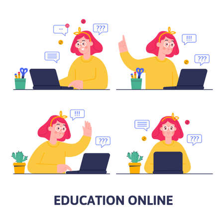 Online education concept. Distance study at school.のイラスト素材