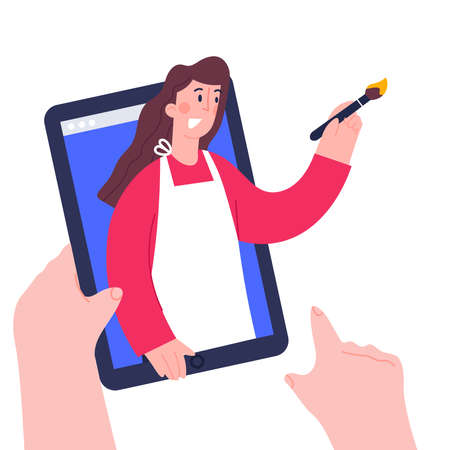 Hobbies online art studio, designing, drawing, art, education, creativity courses, schools. Distance art lessons for pupils and students.のイラスト素材