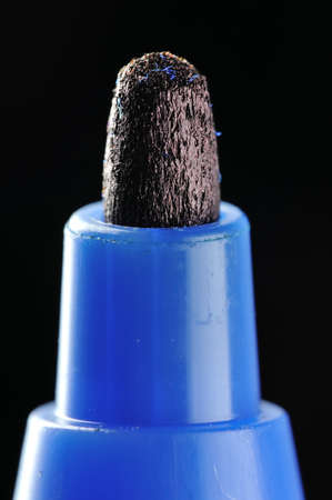 A Blue Marker Pen Tip Close-Up Shot Using Macro Lens  
