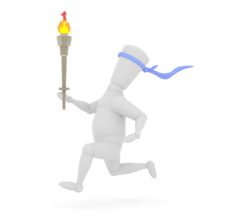 3D mannequin running with sports competition torch.の写真素材