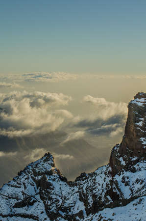 Sunset in the mountains of the Roque de Los Muchachosの写真素材