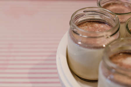 Making cinnamon yogurt in the yourt-makerの写真素材